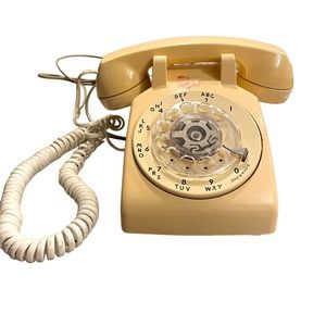 Bell System Telephone PE-41 Circa 1978 Cream Rotary Dial Telephone with Cords